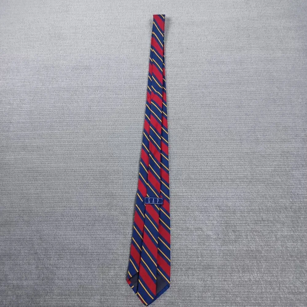 Vintage GAP 100% Silk Neck Tie Red‎ Blue Striped USA 58”x3